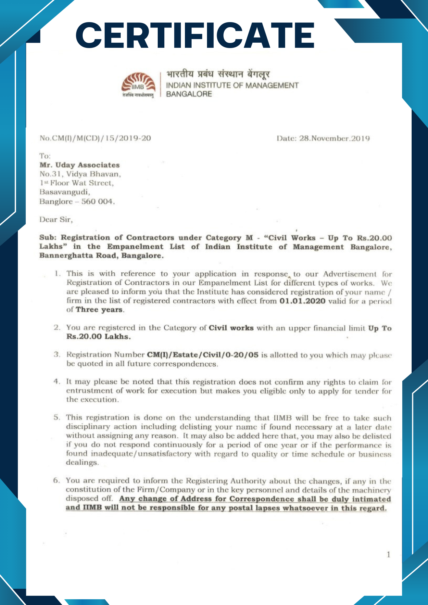 certificate